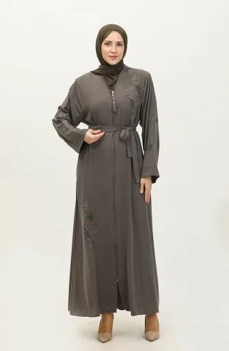 عباية منقوشة بأحجار المنك ومطرزة بالأحجار 7845.Vizon