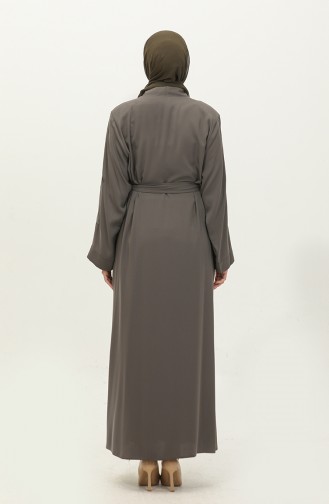 Leaf Patterned Stone Embroidered Abaya Mink 7845.Vizon