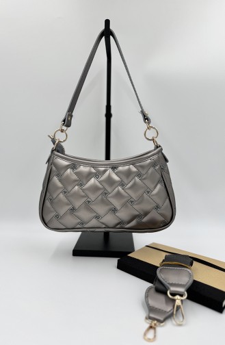 women s quilted Shoulder Bag 1005-10 Silver Gray 1005-10