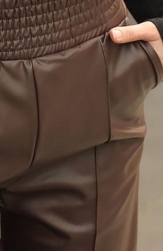 Leather Trousers with Elastic waist 20016-02 Bitter Brown 20016-02