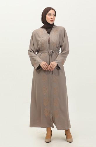 Abaya Brodée Pierre Beige 7843.Bej