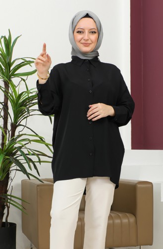 Women`s Black Oversize Shirt 00555-01 Black 00555-01