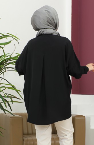 Schwarzes Oversize-Hemd Für Damen 00555-01 Schwarz 00555-01