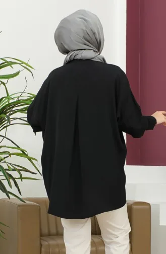 قميص أسود مقاس كبير للسيدات 00555-01 لون أسود 00555-01