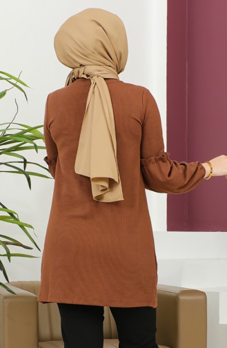 Elastic Sleeves Tunic 20003-02 Brown 20003-02