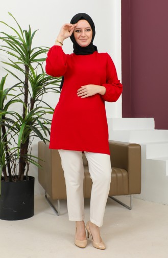 Elastic Sleeves Tunic 20003-03 Red 20003-03