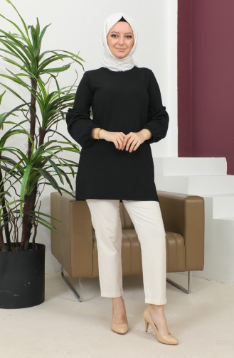 Elastic Sleeves Tunic 20003-04 Black 20003-04