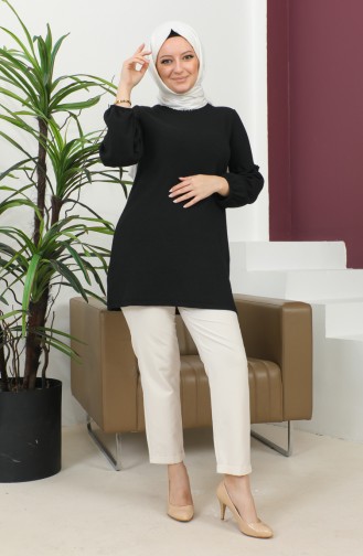 Elastic Sleeves Tunic 20003-04 Black 20003-04