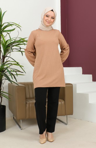 Elastic Sleeves Tunic 20003-08 Milky Coffee 20003-08