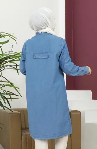 Buttoned Long Denim Tunic 30381-01 Denim Blue 30381-01