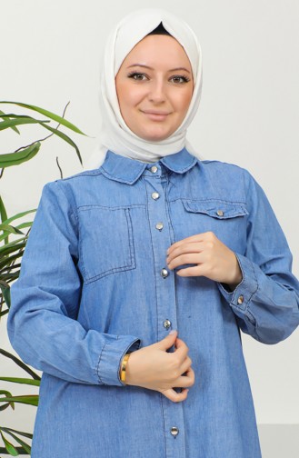 Tunique Longue En Jean 7001-01 Bleu Jean 7001-01