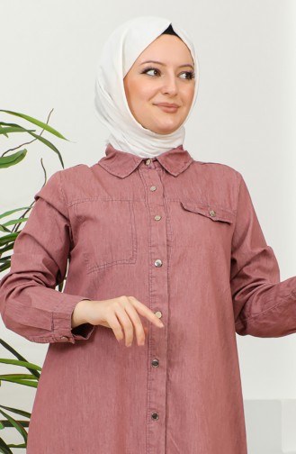 Lange Denimtuniek 7001-02 Dusty Rose 7001-02