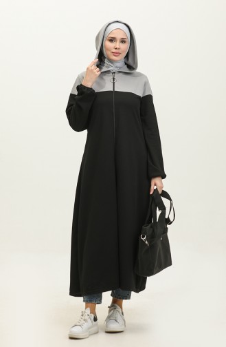 Kleur Garnish Sports Abaya 2024-01 Grijs Zwart 2024-01