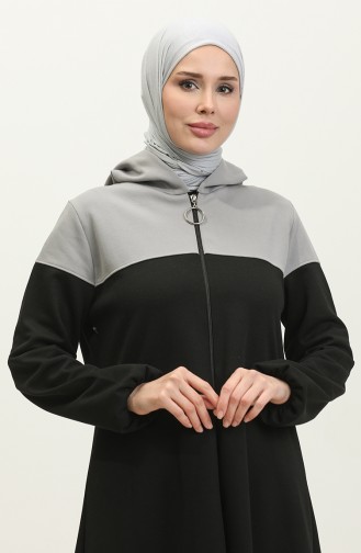 Color Garnished Sports Abaya 2024-01 Gray Black 2024-01