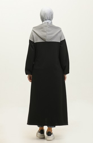 Color Garnished Sports Abaya 2024-01 Gray Black 2024-01