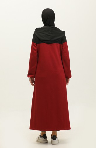 Farbe Garnished Sports Abaya 2024-03 Black Claret Red 2024-03