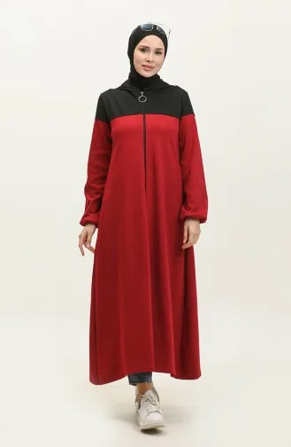 Farbe Garnished Sports Abaya 2025-01 Black Claret Red 2025-01