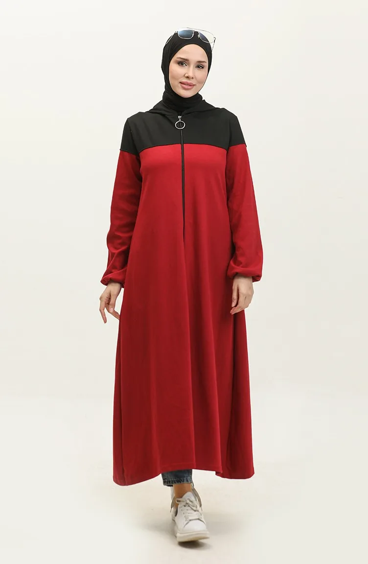 Farbe Garnished Sports Abaya 2025-01 Black Claret Red 2025-01