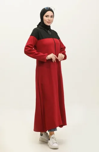 Farbe Garnished Sports Abaya 2025-01 Black Claret Red 2025-01