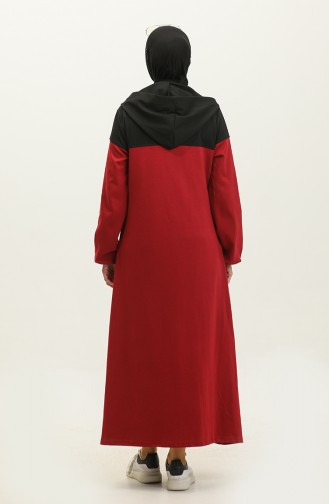 Farbe Garnished Sports Abaya 2025-01 Black Claret Red 2025-01