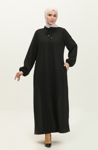 Plus Size Elastic Sleeve Abaya 5197-03 Black 5197-03