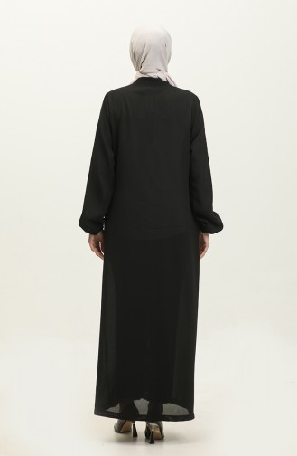 Abaya Avec Manches Et Poches Elastiques Grande Taille 5197-03 Noir 5197-03