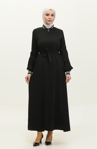 Jamila Summer Ribbed Sports Abaya Noir 3100.Siyah