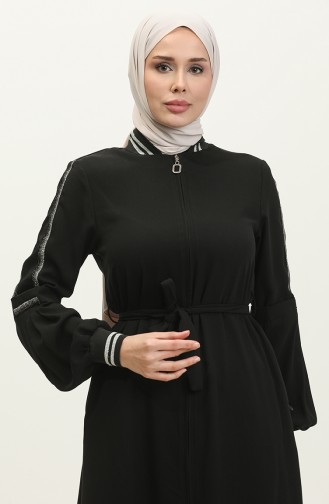 Jamila Summer Ribbed Sports Abaya Schwarz 3100.Siyah