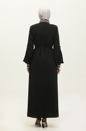 Jamila Summer Ribbed Sports Abaya Noir 3100.Siyah