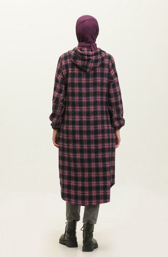 Plaid Pattern Hooded Cape 001E-05 Black 001E-05