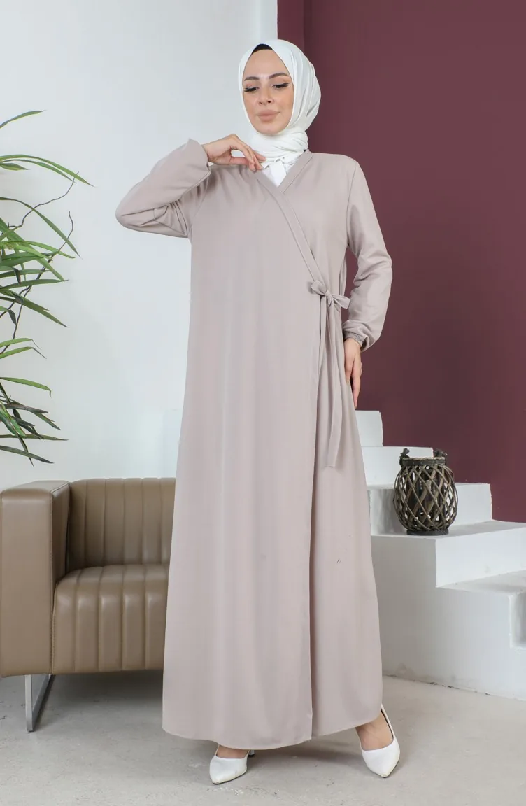 Yandan Bağlamalı Namaz Elbisesi 0691-02 Bej