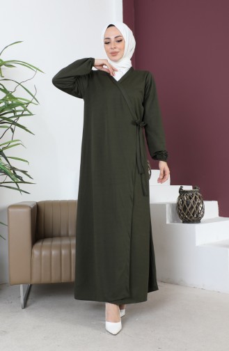 فستان الصلاة بربطة من جنب 0691-03 أخضرعسكري 0691-03