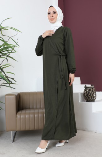 فستان الصلاة بربطة من جنب 0691-03 أخضرعسكري 0691-03