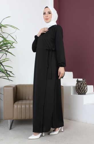 فستان الصلاة بربطة من جنب 0691-04 أسود 0691-04