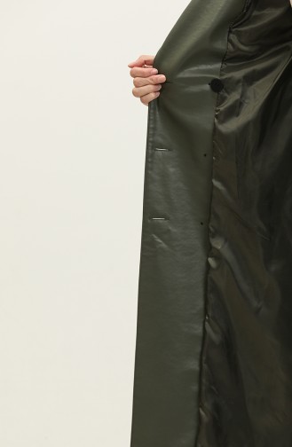Leather Women`s Trench Coat Khaki 6503.HAKİ
