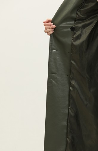 Damen-Trenchcoat Aus Leder In Khaki 6503.HAKİ