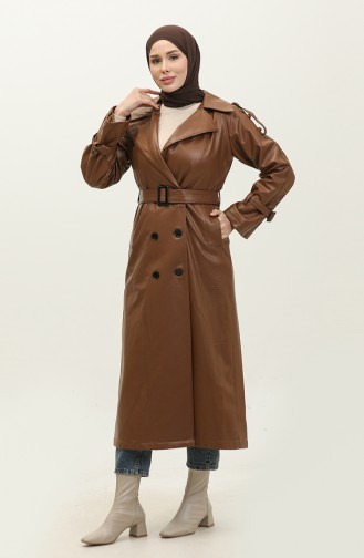 Leather Women`s Trench Coat Tan 6503.TABA
