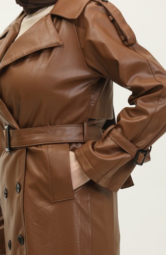 Leather Women`s Trench Coat Tan 6503.TABA