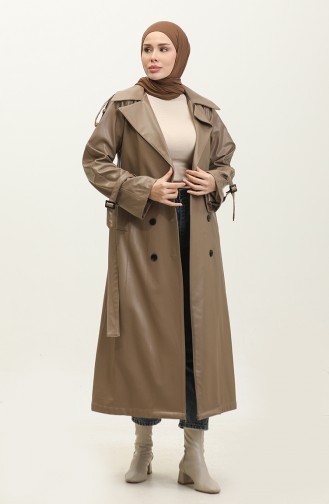 Leder-Damen-Trenchcoat Nerz 6503.VİZON