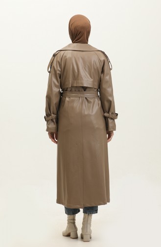 Leder-Damen-Trenchcoat Nerz 6503.VİZON