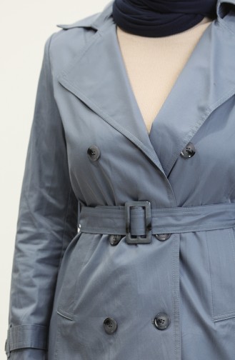 Mittellanger Sommer-Trenchcoat Für Damen In Wolkenblau 6815.Bulut Mavi