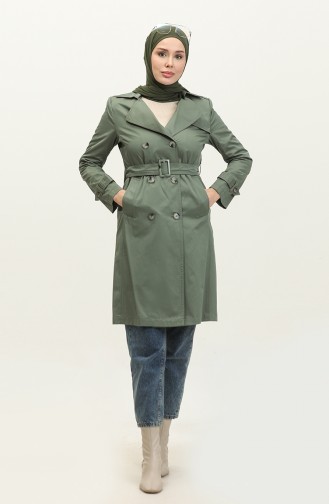 Women`s Summer Medium Length Trench Coat Khaki 6815.Haki