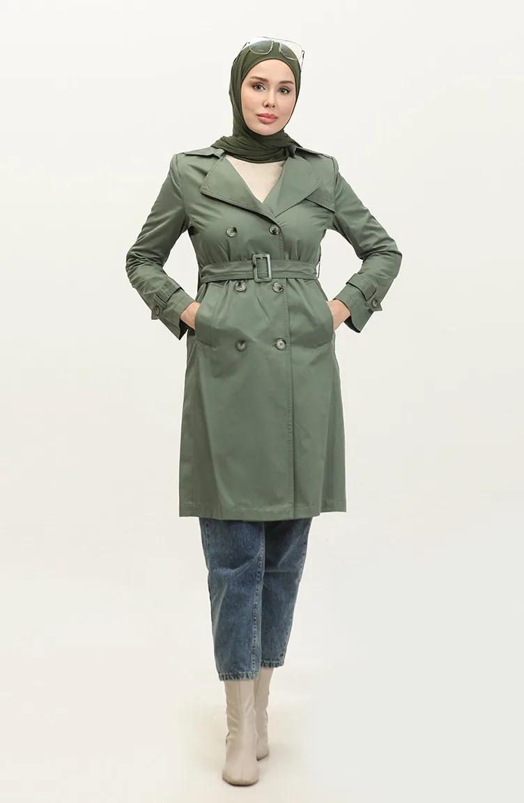 Mittellanger Sommer-Trenchcoat Für Damen In Khaki 6815.Haki