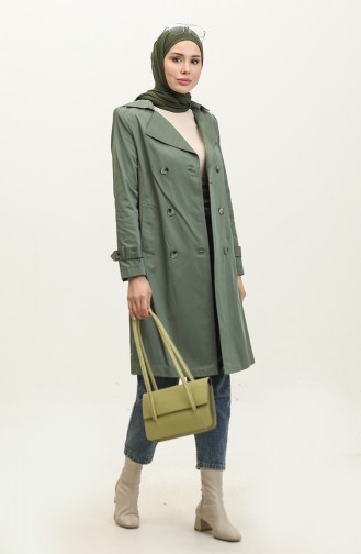 Women`s Summer Medium Length Trench Coat Khaki 6815.Haki