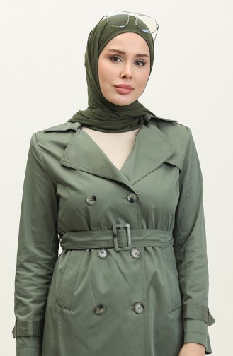 Women`s Summer Medium Length Trench Coat Khaki 6815.Haki