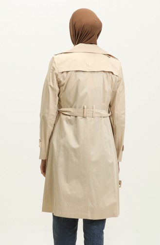 Women`s Summer Medium Length Trench Coat Cream 6815.KREM