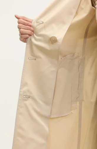 Trench-coat Mi-long D`été Pour Femme Crème 6815.KREM