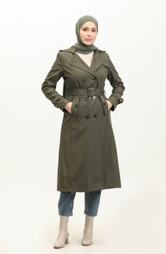 Saisonal Gefütterter Langer Trenchcoat Für Damen In Khaki 6820.Haki