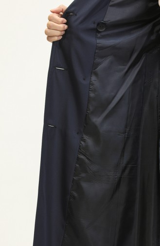 Saisonal Gefütterter Langer Trenchcoat Für Damen In Marineblau 6820.Lacivert