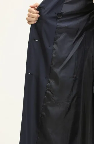 Saisonal Gefütterter Langer Trenchcoat Für Damen In Marineblau 6820.Lacivert